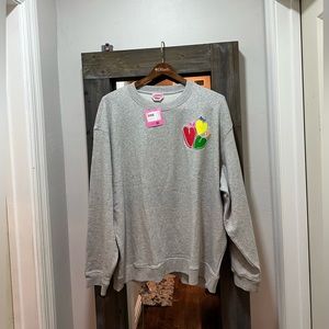 NWT Kate Spade New York Women's Crewneck Gray Rainbow Hearts Sweatshirt XXL
